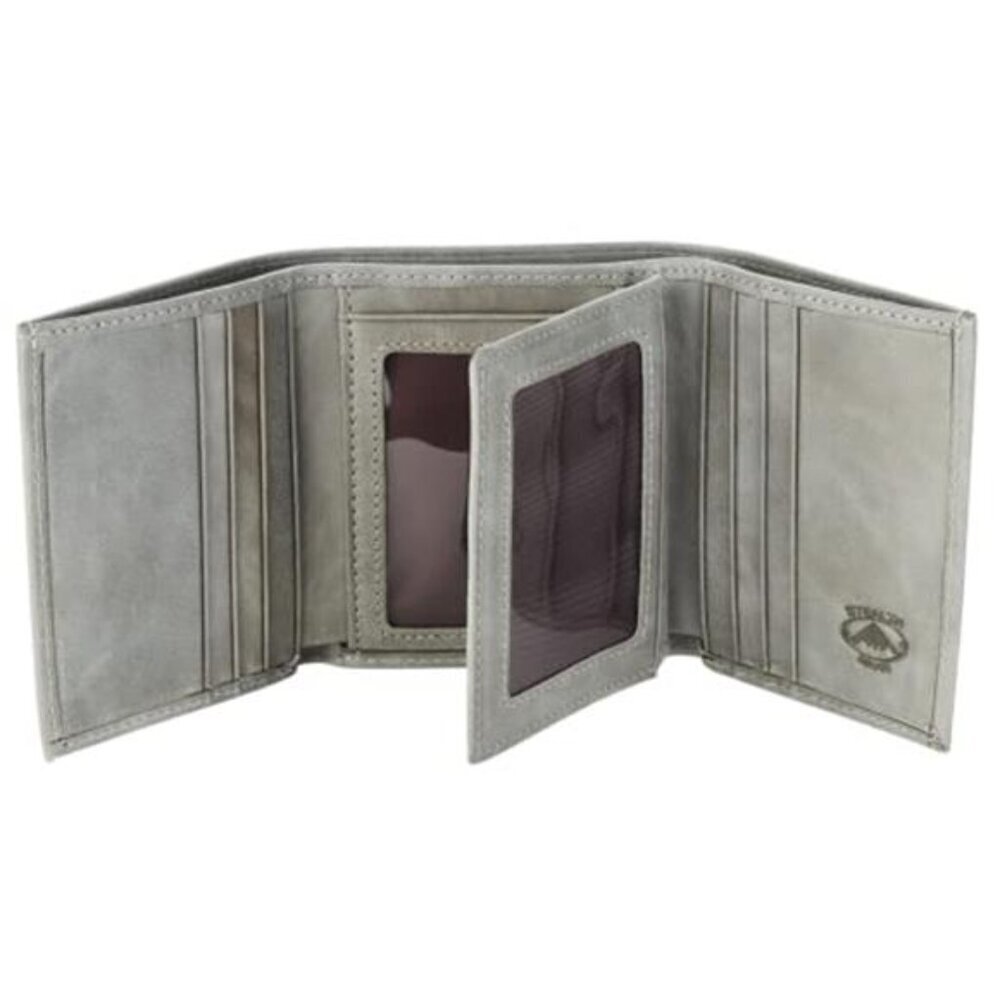 Premium Leather Trifold Wallet Men RFID Block Grey